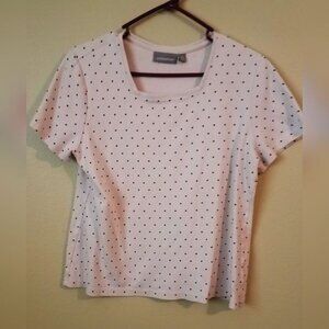 Croft and Barrow Black Polka Dot Shirt Size XL